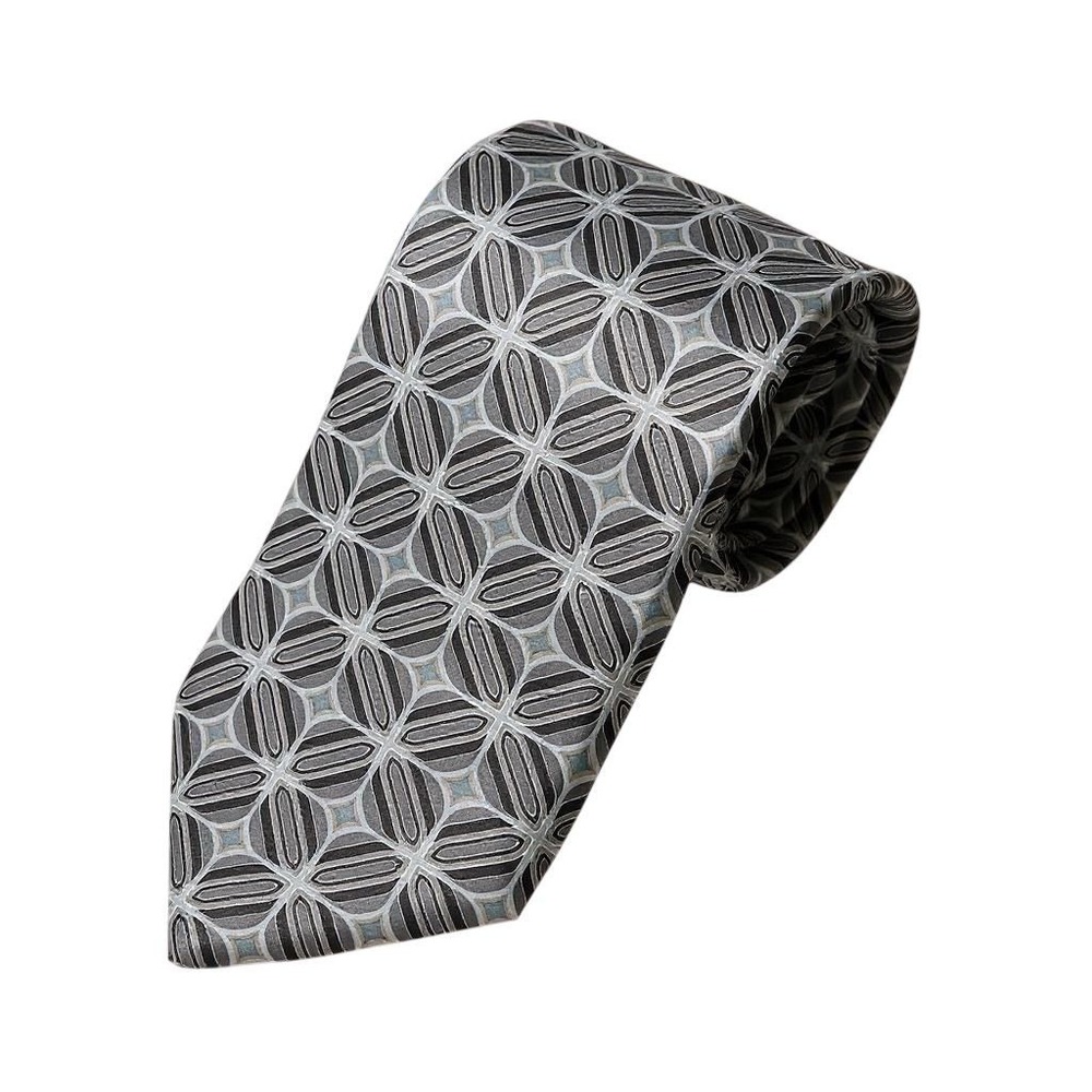 Ted Baker London Men's 100% Silk Tie Silver Black Geometric Pattern